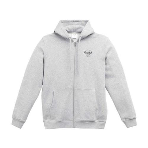 Grå Bomuld Basic Zip Hoodie Mænd