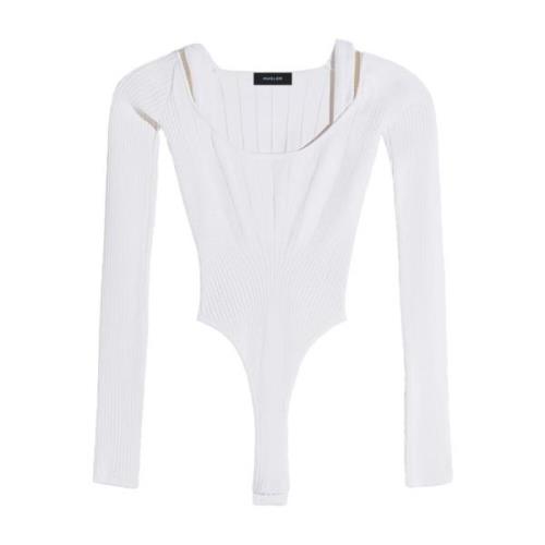 Beige Sculpting Strik Bodysuit med Cut-Out