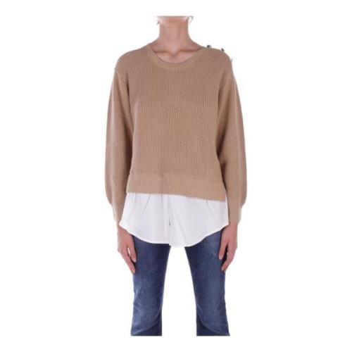 Beige Sweater med knapdetaljer