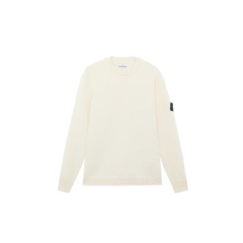 Hvid Lammeuld Crewneck Strik