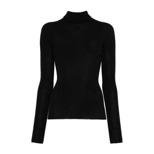 Sort Ribstrikket Sweater Flavia Langærmet