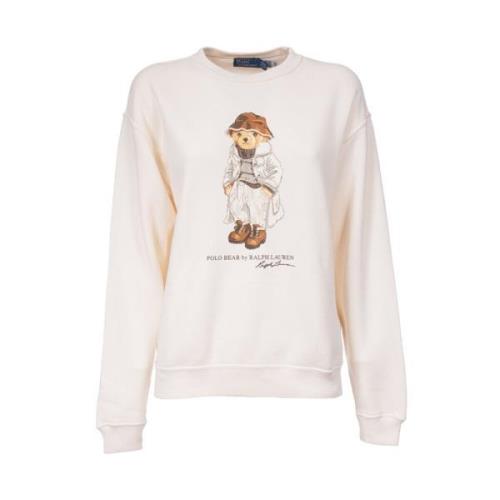 Hvid Bomuld Crewneck Sweatshirt Polo Bear