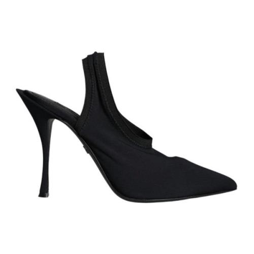 Sort Ruskind Slingback Hæle Pumps