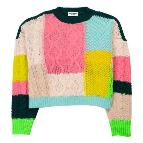 Patchwork Strik Pullover Multifarvet