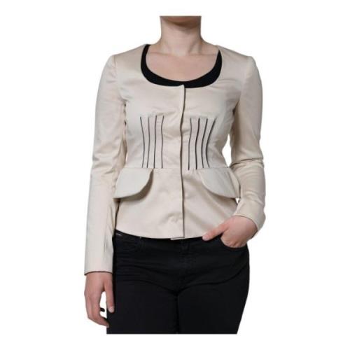 Beige Bomuld Blazer Jakke