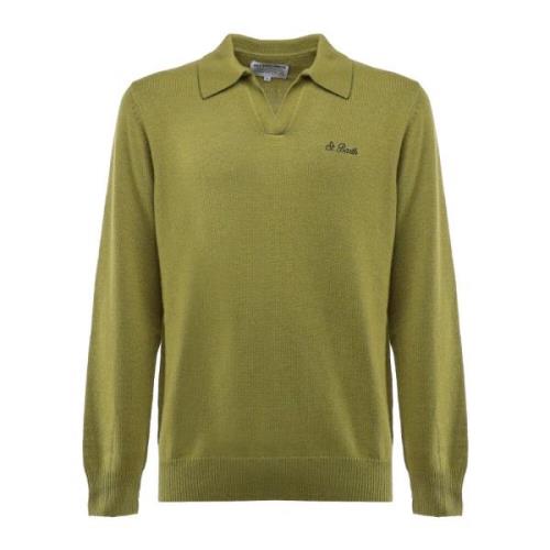 Grøn langærmet poloshirt med logo