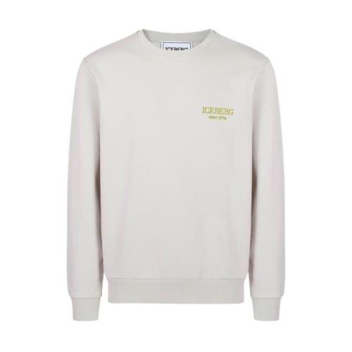 Beige crewneck sweatshirt med broderet logo