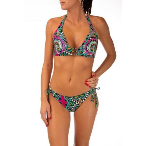 Spiral Rhinestone Stud Triangle Bikini