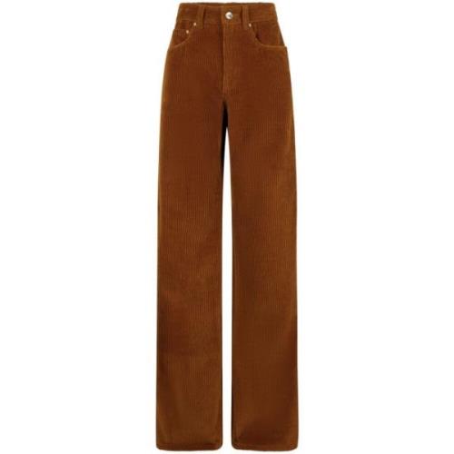 Corduroy Brun Bukser Dame Mode