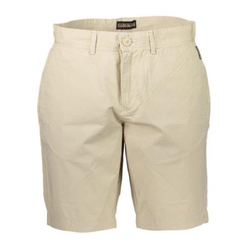 Beige Bermuda Shorts med Broderi