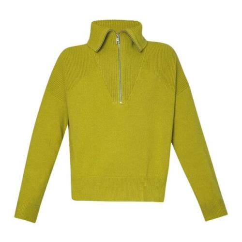 Uld Zip Sweater med Høj Hals