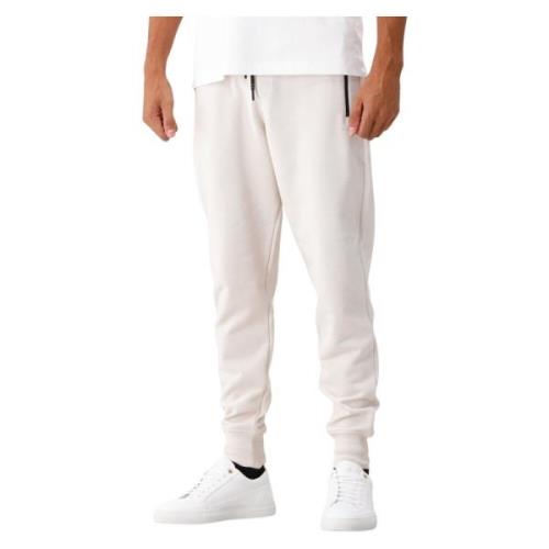 Beige Bomuldssweatpants med Elastisk Talje