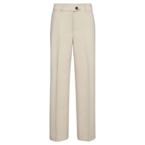 Beige High Waist Straight Fit Bukser