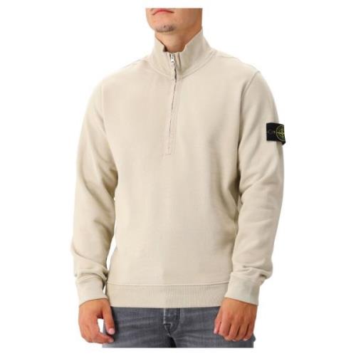 Beige Half-Zip Bomuldssweater