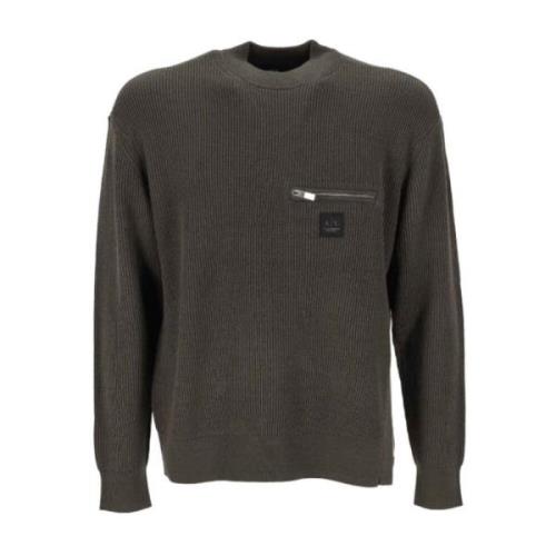 Minimalist Oliven Grøn Rundhals Sweater