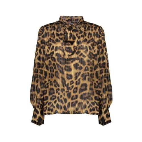 Leopard Print Strikbluse