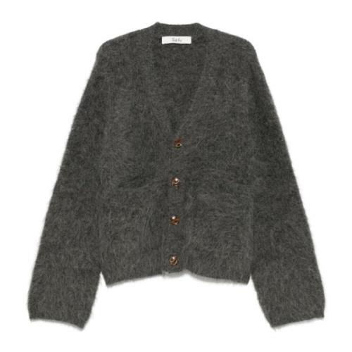 Alpaca Cardigan i Grå med V-Hals