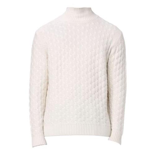 Beige Uld Højhalset Sweater