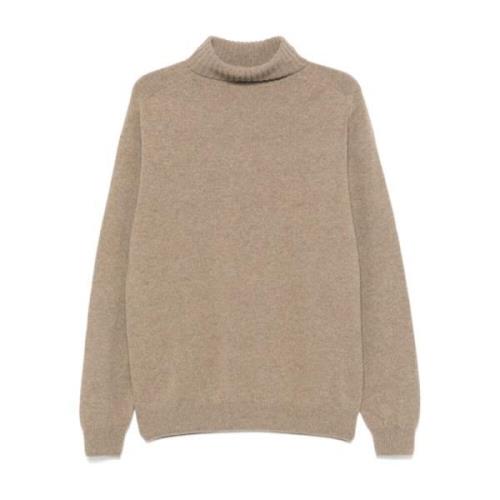 Rullekrave sweater i sandsten farve