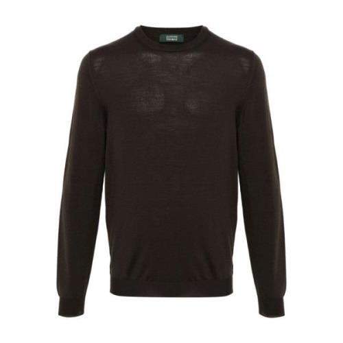 Brun Strikket Crew Neck Sweater