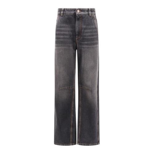 Sort Denim Wide Leg Bukser