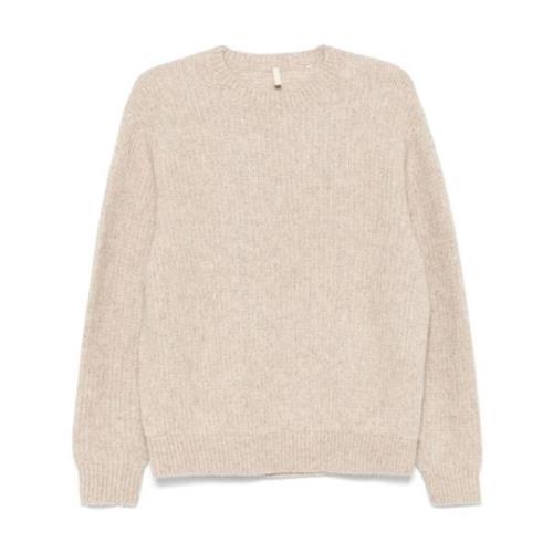 Beige Strikket Crew Neck Sweater