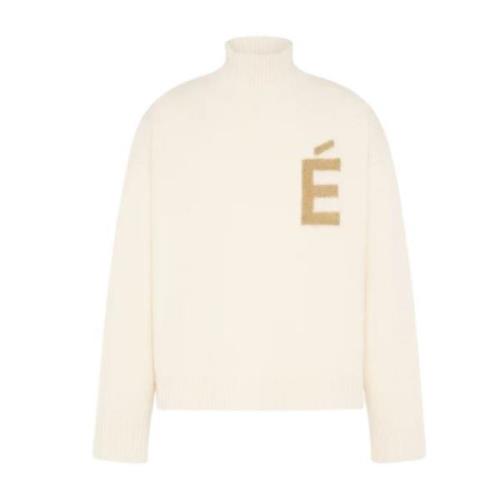 Beige Langærmet sweater med frontlogo