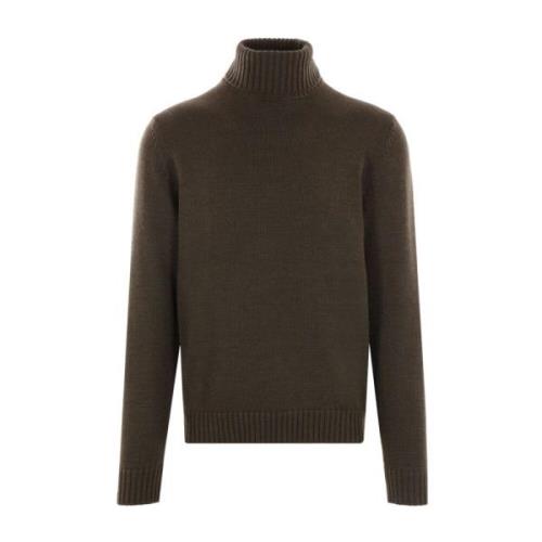 Grøn Strikket Rullekrave Sweater