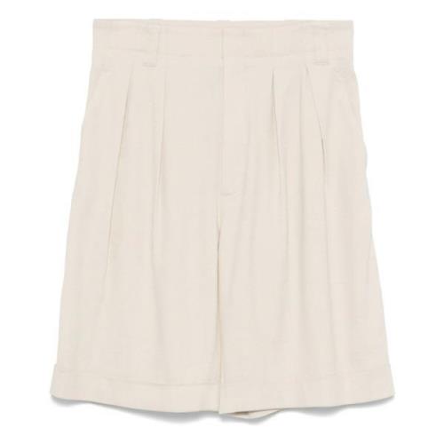 Casual Beige Linen Viscose Shorts