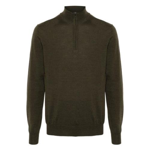 Grøn Uld Kvart Zip Sweater