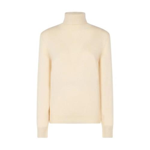 Beige Ribstrikket Turtleneck Sweater