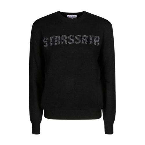 Sort sweater med rhinstenstryk