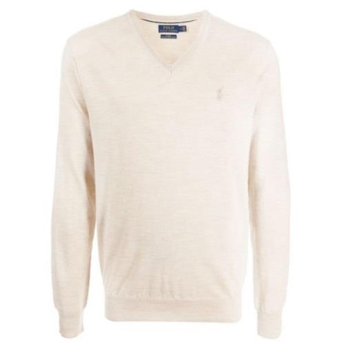 Merino Uld V-Hals Sweater Havregryn Heather