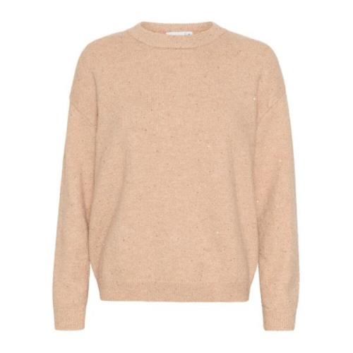 Glimmer Effekt Strik Pullover Macadamia