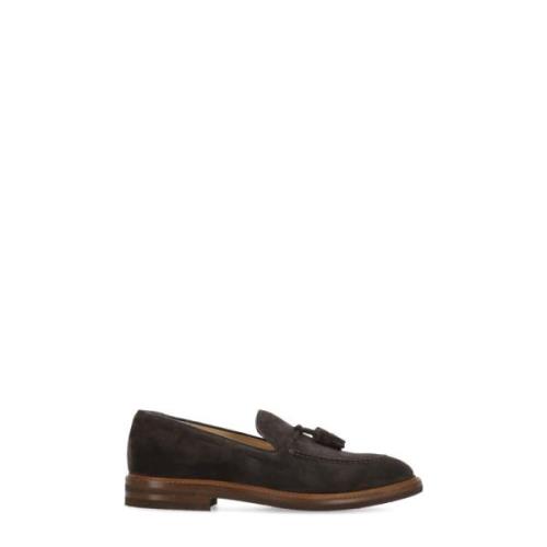 Brune Ruskind Loafers med Tassels