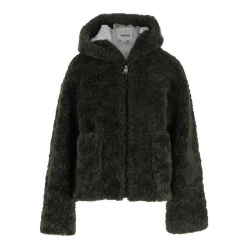 Grøn Faux Fur Hættejakke