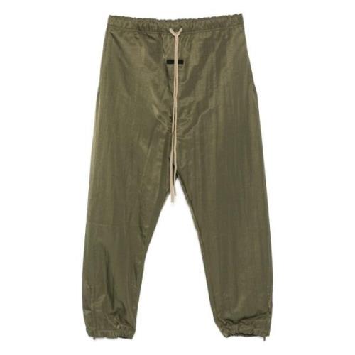 Krøllet Nylon Trackpant med Militærfarve