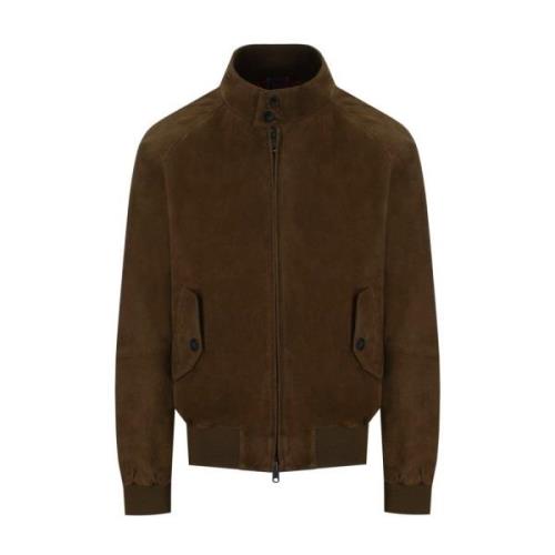 Suede Dark Olive Bomber Jacket