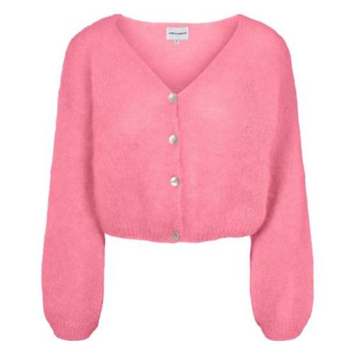 Pink Cropped Mohair Cardigan