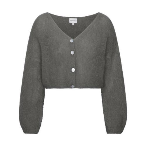 Mohair Cropped Cardigan Grå