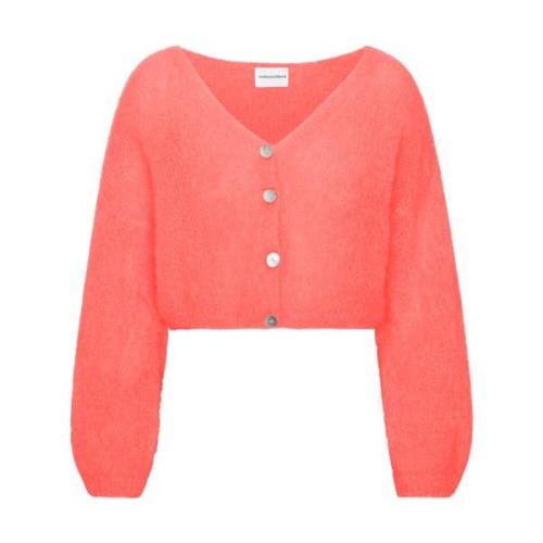 Kort Mohair Cardigan i Koralfarvet