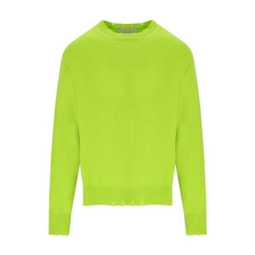 Grøn Crewneck Jumper med Ribbed Mønster