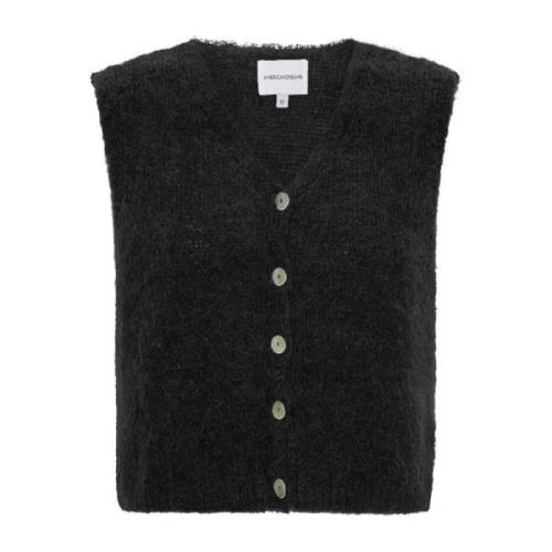 Alpaca Sort Vest Lavet i Italien