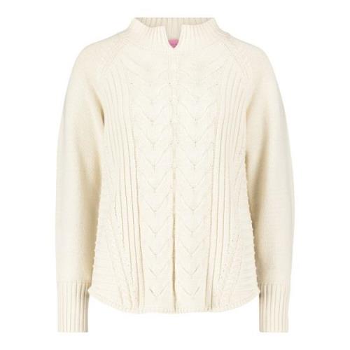 Ribstrikket sweater med kabeldetaljer