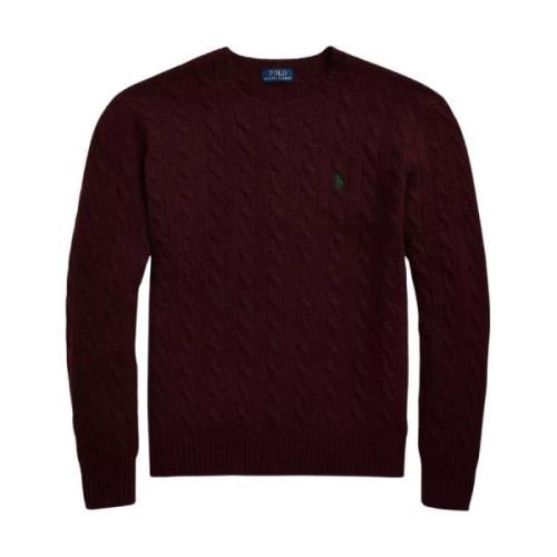 Bordeaux sweater med fletstrik