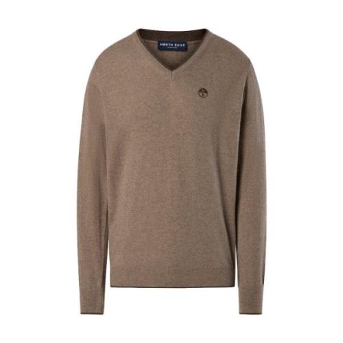 Beige Sweater med Kontrast Trim