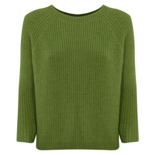 Grøn Mohair Sweater med Raglan Ærmer