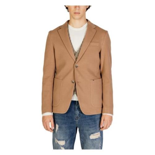 Beige Revers Krave Blazer Efterår/Vinter