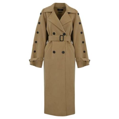 Beige Uld Trenchcoat