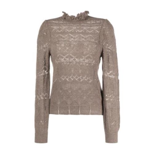 Casual Brun Langærmet Pullover Sweater